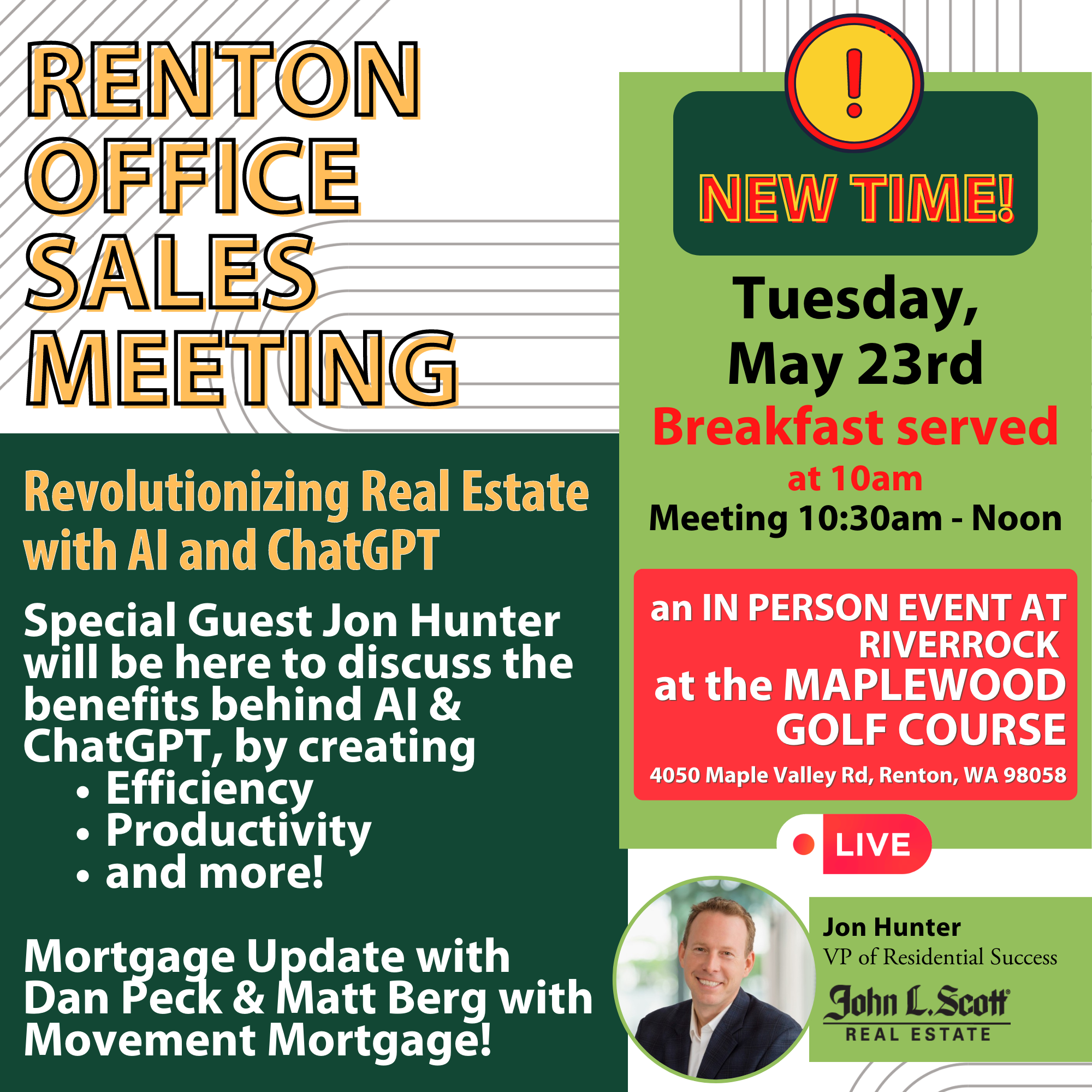 RENTON OFFICE SALES MEETING John L. Scott KentRenton Training Calendars